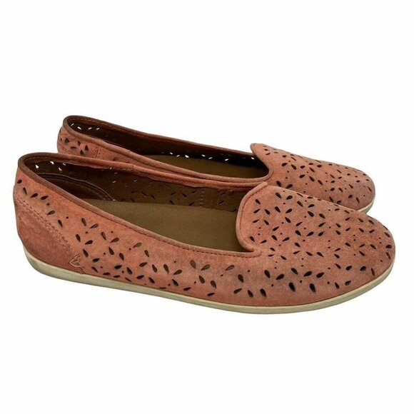 OluKai Shoes - Olukai Womens Loafer Flat Shoes Pink Leather Slip On Eyelet Round Toe 9.5